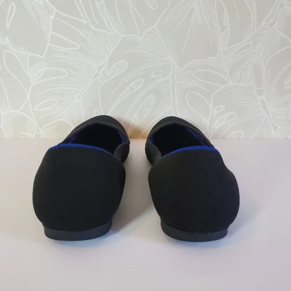Rothy's The Flat in Black With Blue Trim Slip On Shoes - Picture 5 of 10